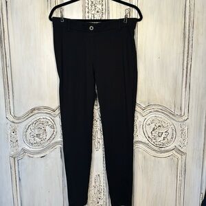 Betabrand Black Double Knit  Slip on Trousers With Belt Loops Slim Straight Leg